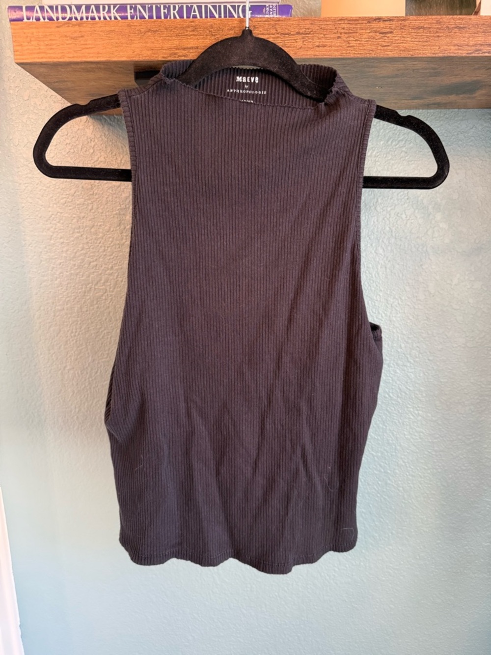 Maeve Anthropologie Ribbed Cowl/Mock Neck Sleeveless Top Brown Size Medium